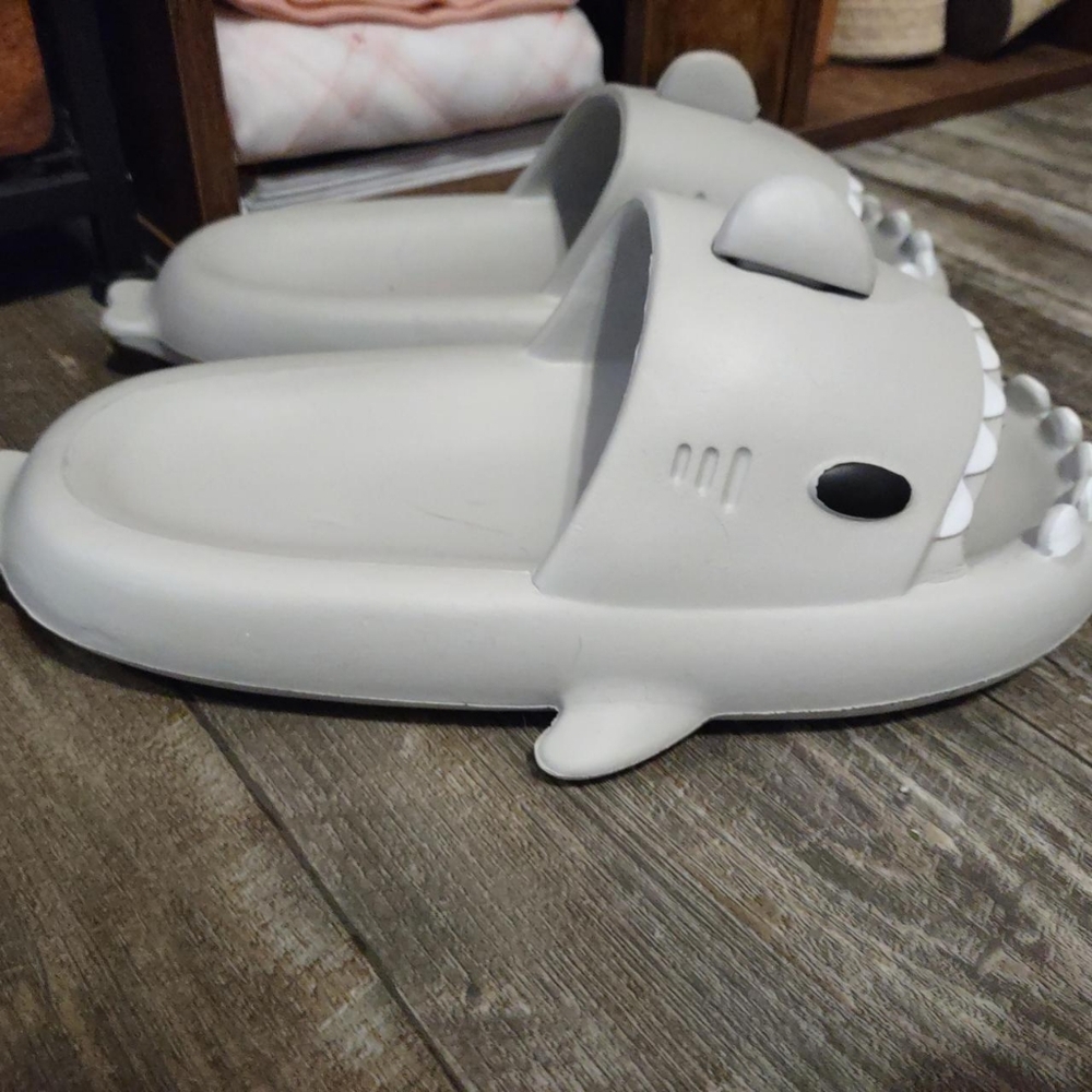 Gray Shark Slippers
